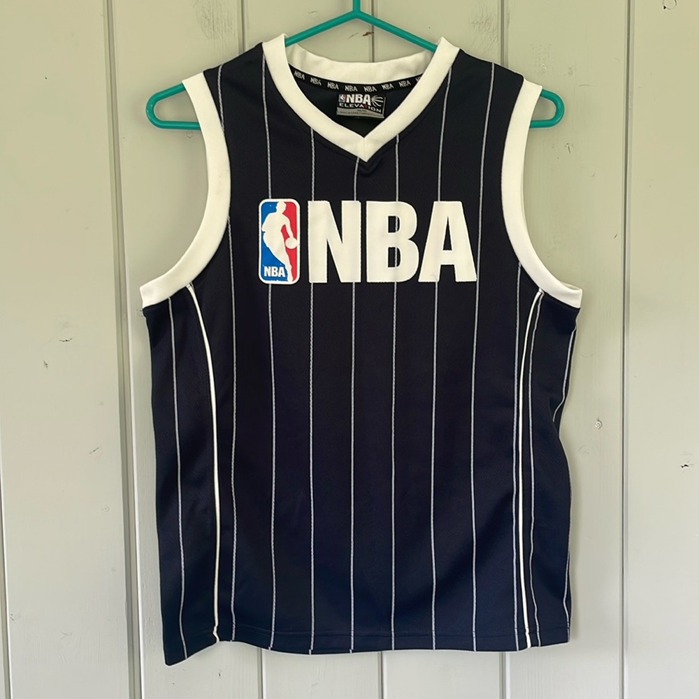 NBA Elevation Sleeveless Jersey Black with Pinstripes Size Medium